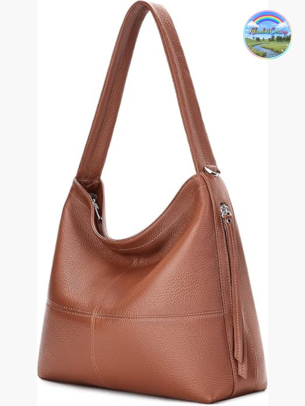 Genuine Leather Hobo Bag Crossbody Shoulder Tote with 2 Straps Multi-Pocket